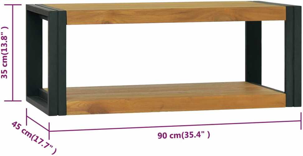 Sieninė vonios kambario spintelė, 90x45x35cm, tikmedžio masyvas