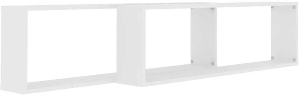 Sieninės lentynos, 2vnt., baltos, 100x15x30cm, apdirbta mediena