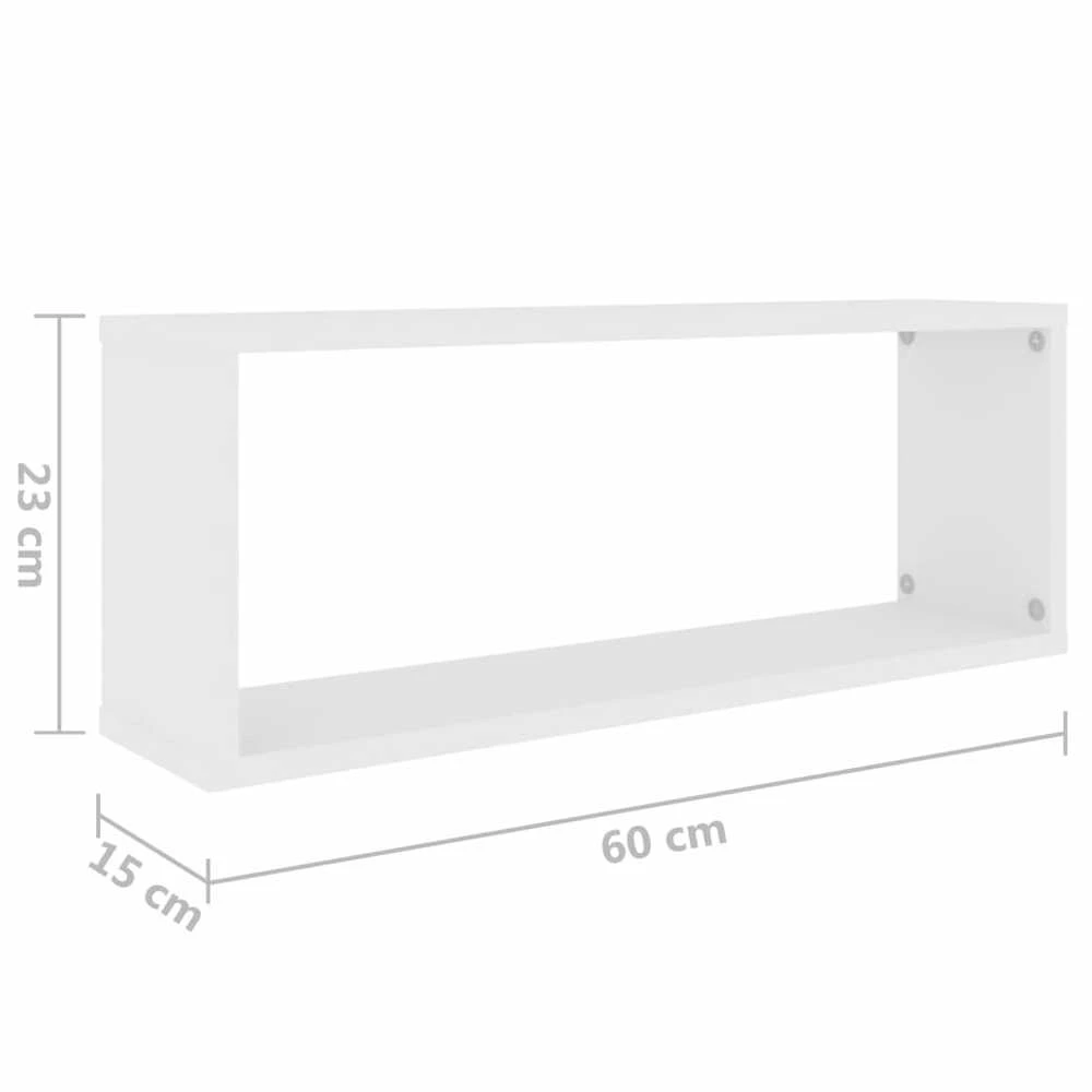 Sieninės lentynos, 2vnt., baltos, 60x15x23cm, apdirbta mediena