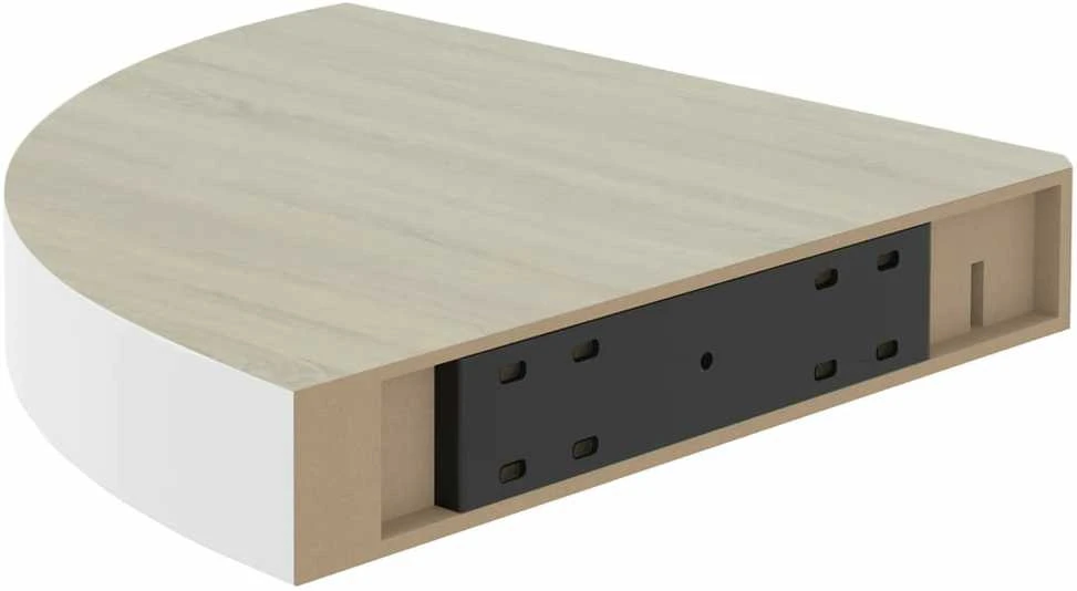 Sieninės lentynos, 2vnt., baltos/ąžuolo, 25x25x3,8cm, MDF