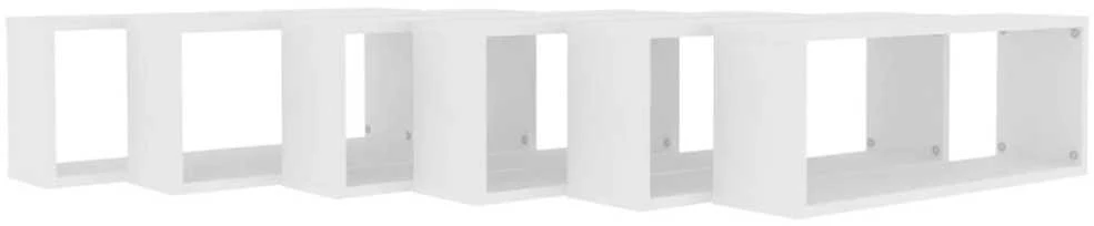 Sieninės lentynos, 6vnt., baltos, 60x15x23cm, apdirbta mediena