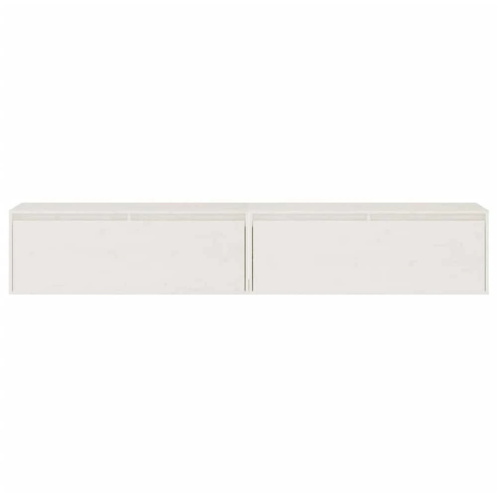 Sieninės spintelės, 2vnt., baltos, 100x30x35cm, pušies masyvas