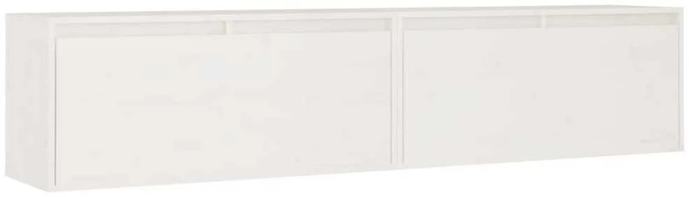 Sieninės spintelės, 2vnt., baltos, 80x30x35cm, pušies masyvas