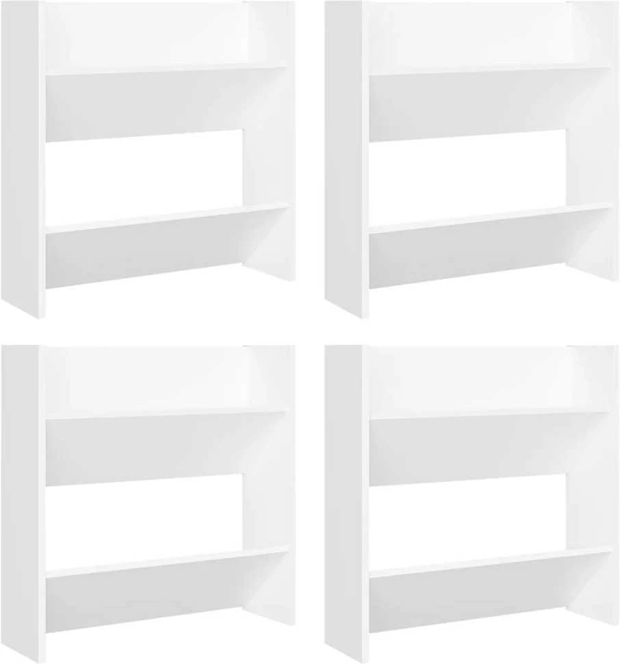 Sieninės spintelės batams, 4vnt., baltos, 60x18x60cm, MDP
