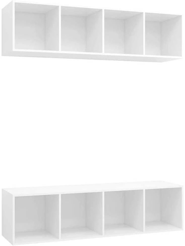 Sieninės televizoriaus spintelės, 2vnt., baltos, mediena