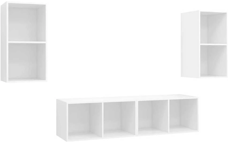 TV staliukas Sieninės televizoriaus spintelės, 4vnt., baltos, mediena
