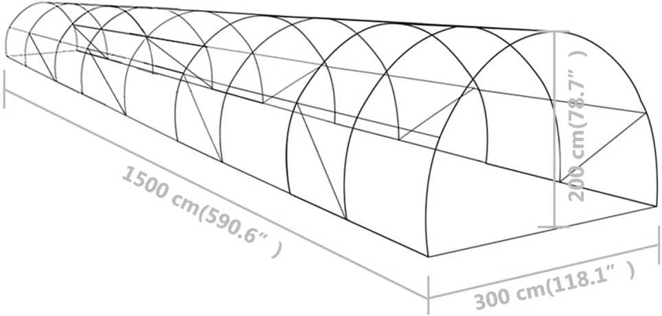 Šiltnamis, 15x3x2m, 45m²