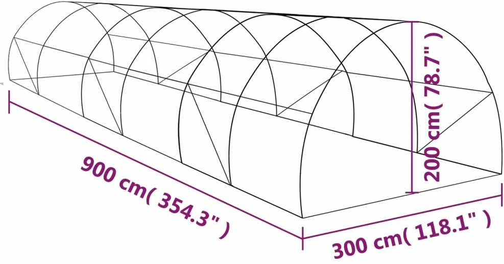 Šiltnamis, 900x300x200 cm, 27 m²