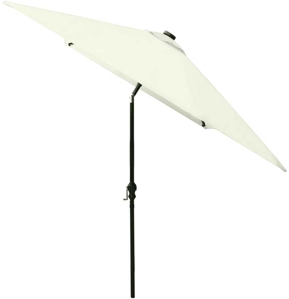 Sodo skėtis nuo saulės su LED ir plieniniu stulpu, smėlio, 2x3m