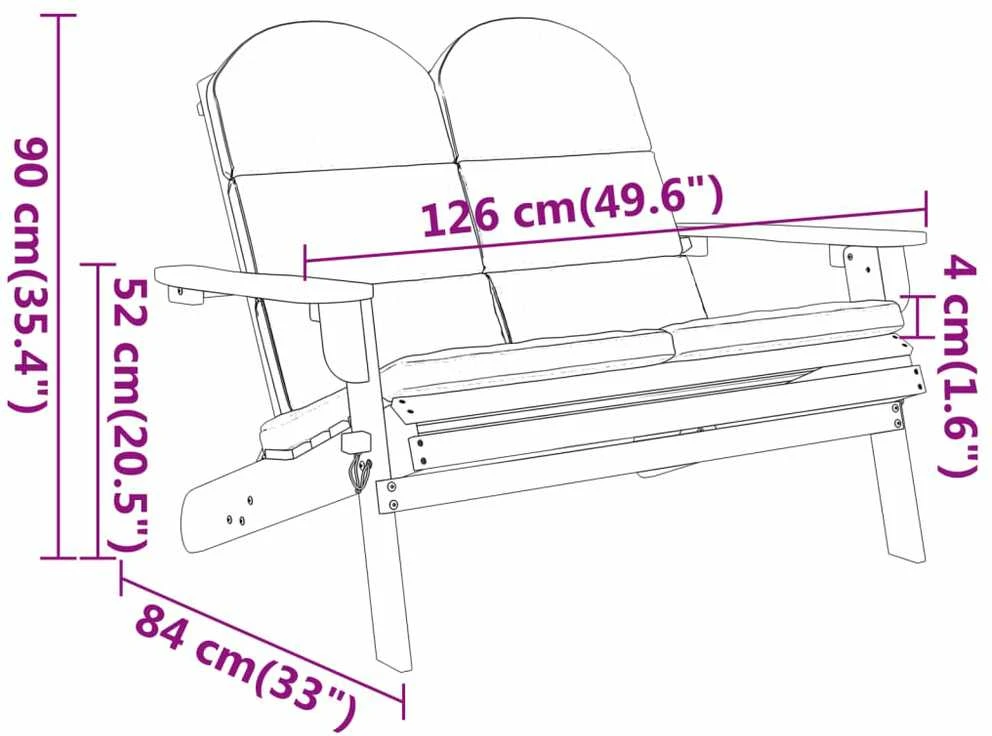 Sodo adirondack suoliukas su pagalvėlėmis, 126cm, akacija