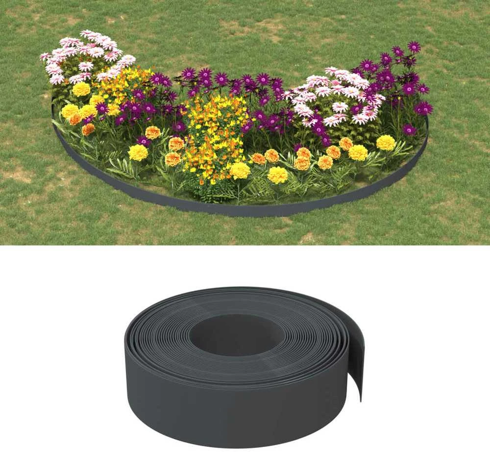 Sodo apvadas, pilkos spalvos, 10m, 15cm, polietilenas