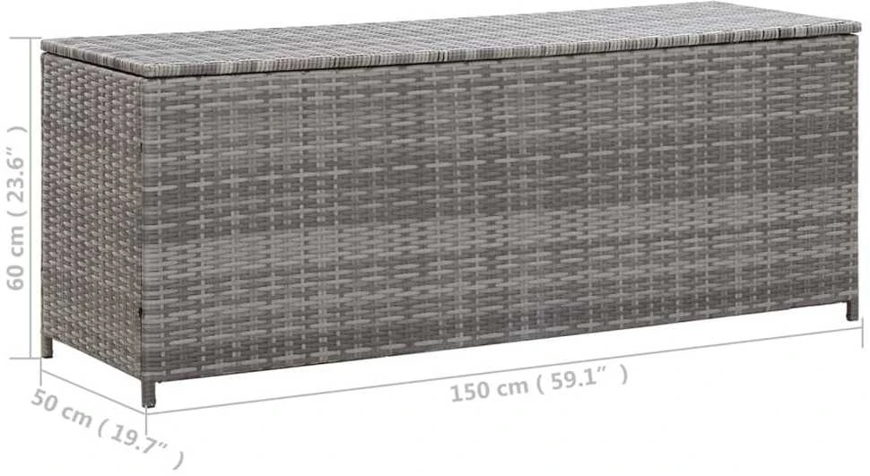 Sodo daiktadėžė, pilkos spalvos, 150x50x60cm, poliratanas