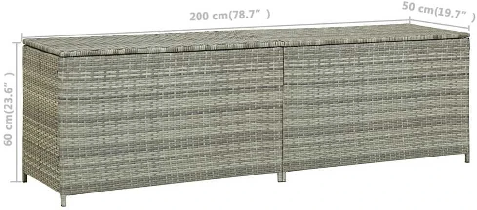 Sodo daiktadėžė, pilkos spalvos, 200x50x60cm, poliratanas