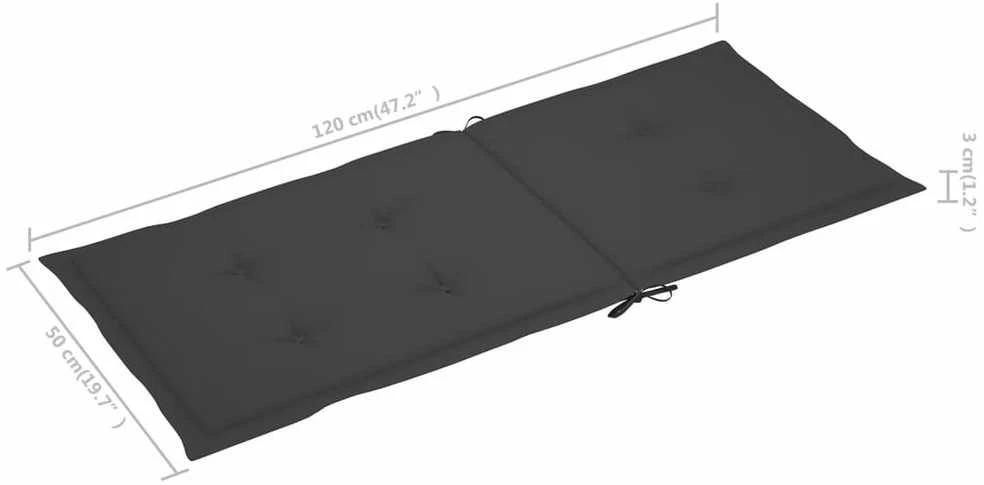 Sodo kėdės pagalvėlės, 2vnt., antracito, 120x50x3cm, audinys