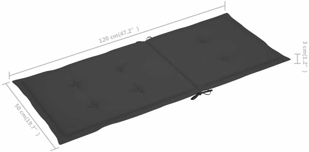 Sodo kėdės pagalvėlės, 4vnt., antracito, 120x50x3cm, audinys