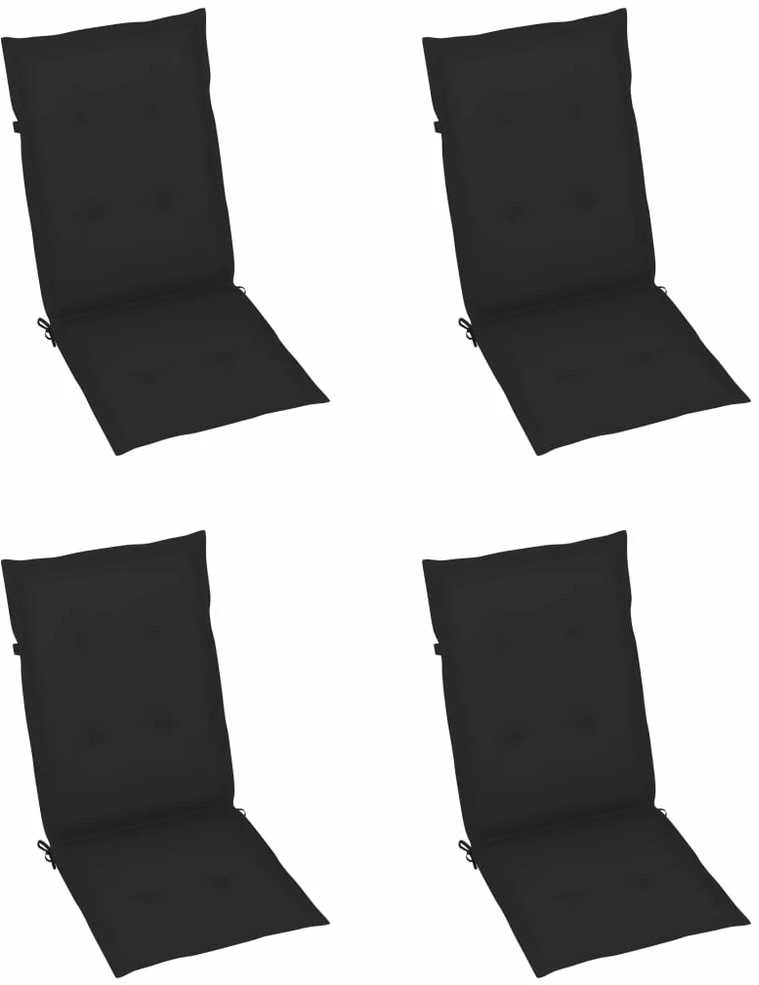 Sodo kėdės pagalvėlės, 4vnt., juodos, 120x50x3cm, audinys