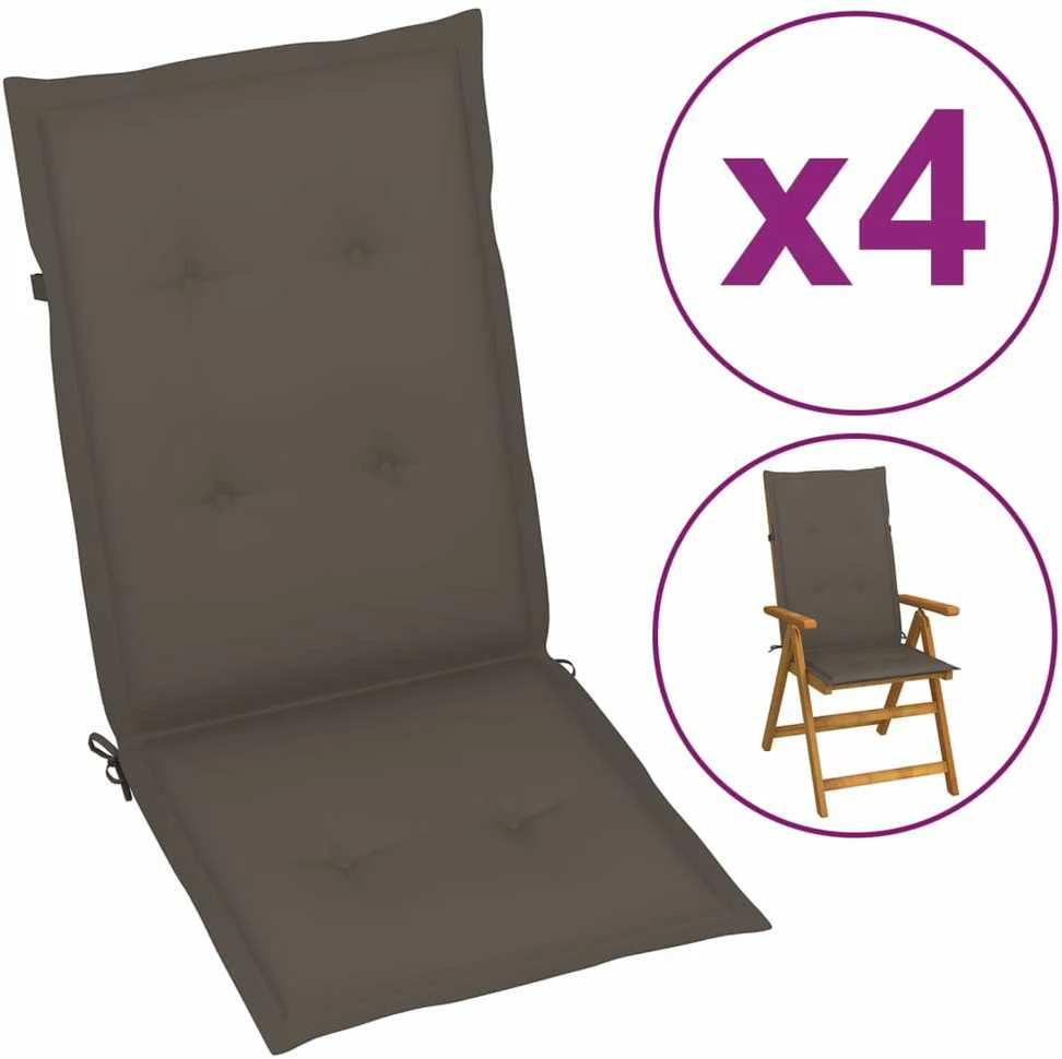 Sodo kėdės pagalvėlės, 4vnt., taupe, 120x50x3cm, audinys