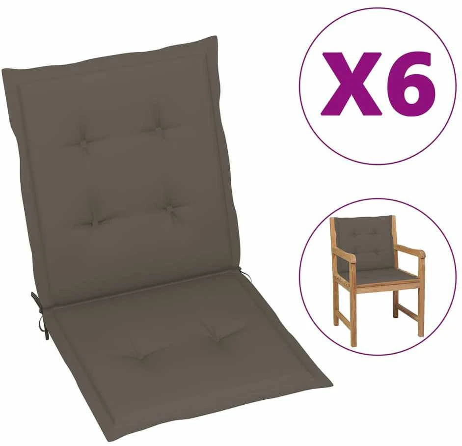 Sodo kėdės pagalvėlės, 6vnt., taupe, 100x50x3cm, audinys