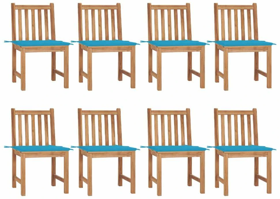 Sodo kėdės su pagalvėlėmis, 8vnt., tikmedžio medienos masyvas