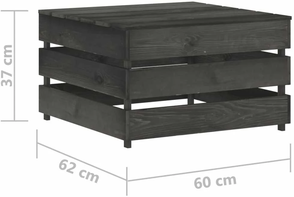 Sodo komplektas iš palečių, 2 dalių, pilkai impregnuota pušis