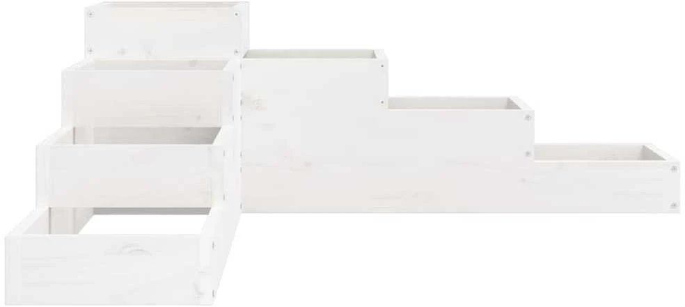 Sodo lovelis, 4 aukštų, baltas, 106x104,5x36cm, pušies masyvas