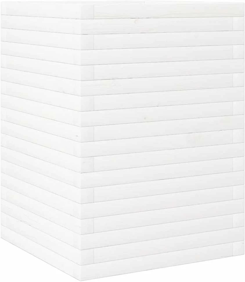Sodo lovelis, baltas, 50x50x68,5cm, pušies medienos masyvas