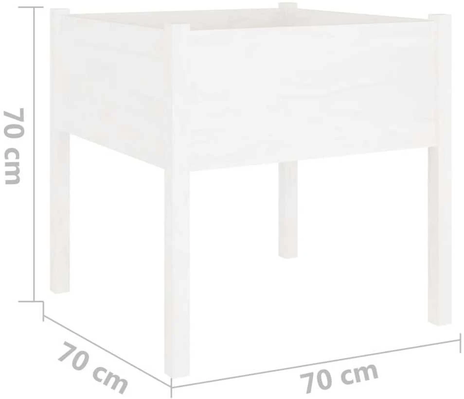 Sodo lovelis, baltas, 70x70x70cm, pušies medienos masyvas