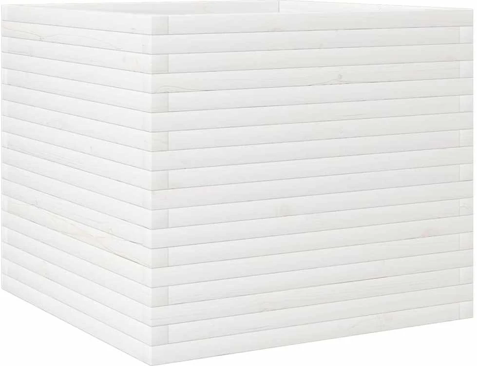 Sodo lovelis, baltas, 80x80x68,5cm, pušies medienos masyvas