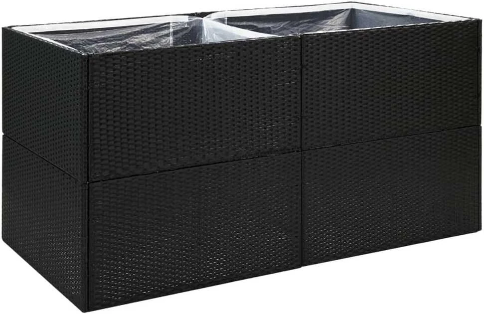 Sodo lovelis, juodos spalvos, 157x80x80cm, poliratanas