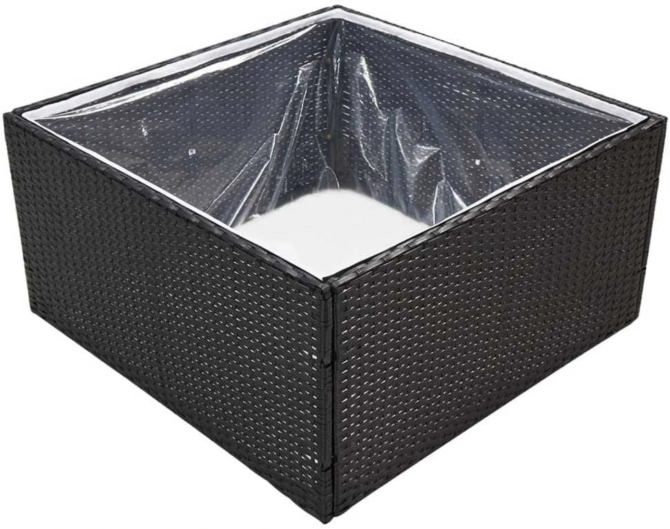 Sodo lovelis, juodos spalvos, 80x80x40cm, poliratanas