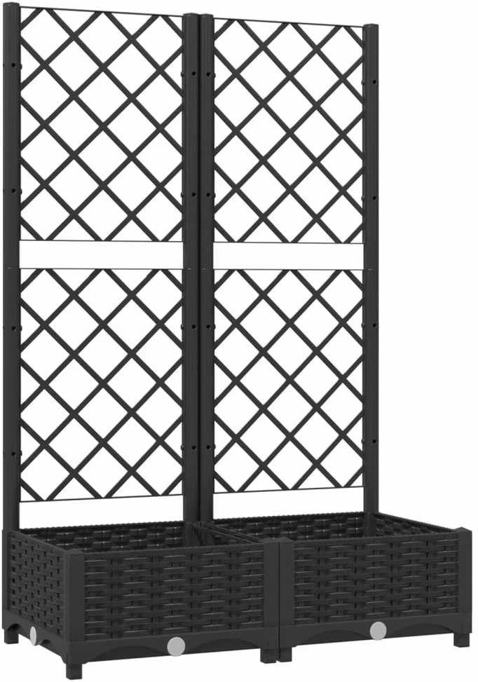 Sodo lovelis su treliažu, juodos spalvos, 80x40x121,5cm, PP