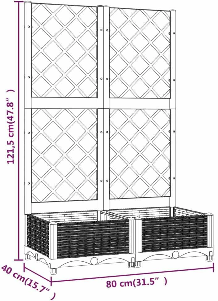 Sodo lovelis su treliažu, rudos spalvos, 80x40x121,5cm, PP