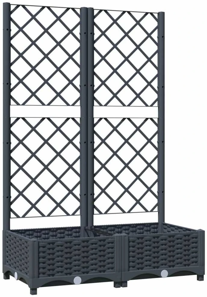 Sodo lovelis su treliažu, tamsiai pilkas, 80x40x121,5cm, PP