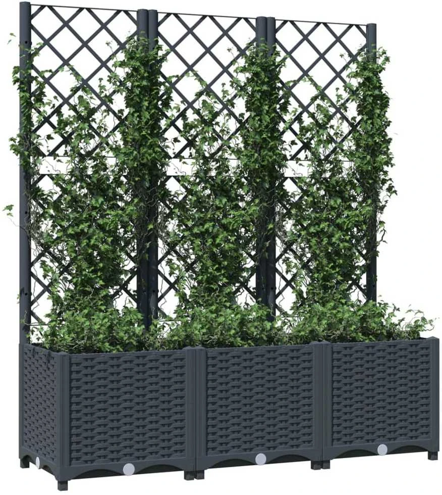 Sodo lovelis su treliažu, tamsiai pilkas, 120x40x136cm, PP