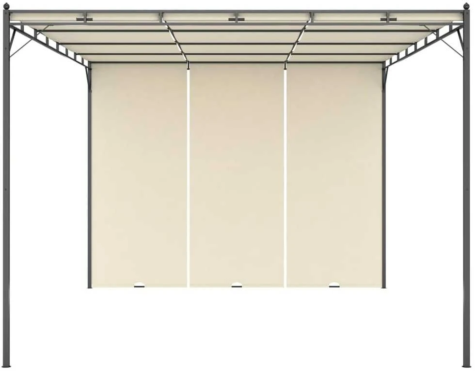 Sodo pavėsinė su šonine užuolaida, kreminės spalvos, 4x3x2,25m