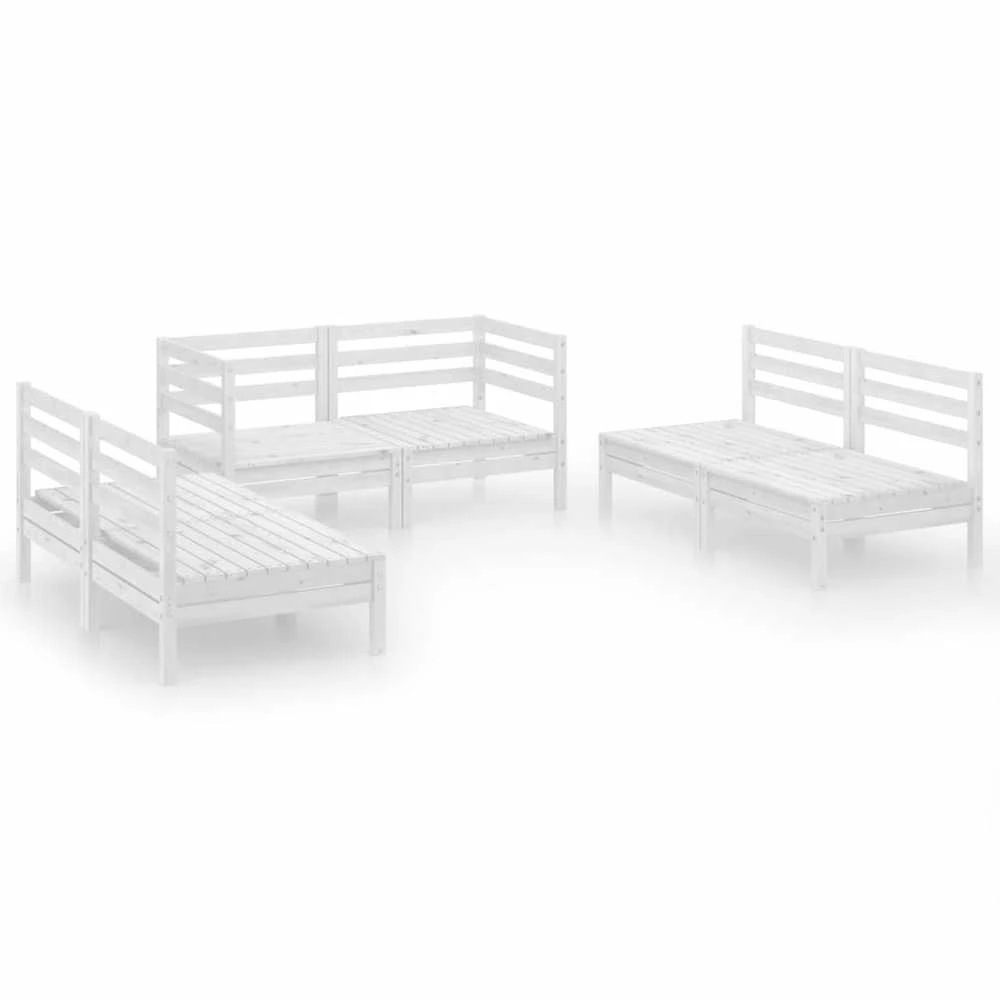 Lauko baldų komplektas Sodo poilsio baldų komplektas, 6 dalių, baltas, pušies masyvas