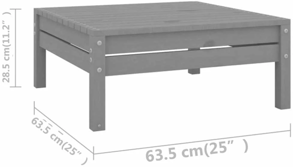 Lauko baldų komplektas Sodo poilsio baldų komplektas, 7 dalių, pilkas, pušies masyvas