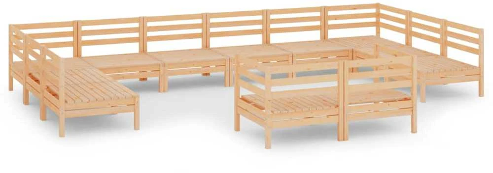 Lauko baldų komplektas Sodo poilsio baldų komplektas, 12 dalių, pušies masyvas