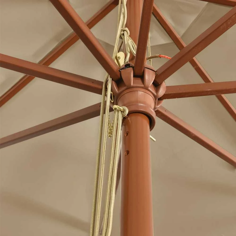 Sodo skėtis su mediniu stulpu, taupe spalvos, 400x273cm