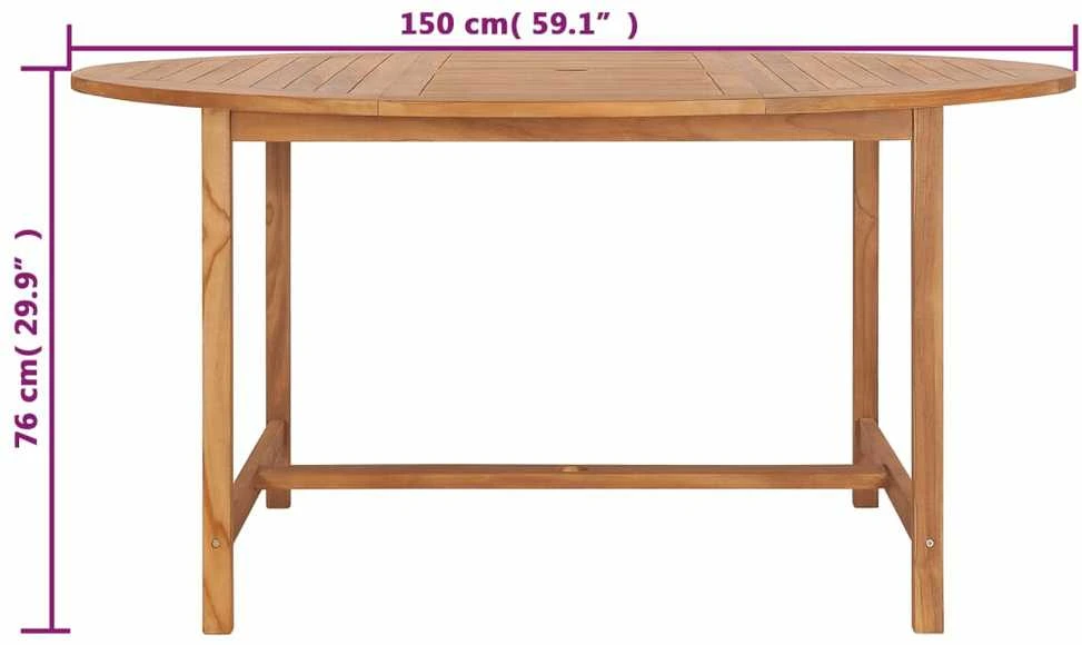 Sodo stalas, 150x76cm, tikmedžio medienos masyvas