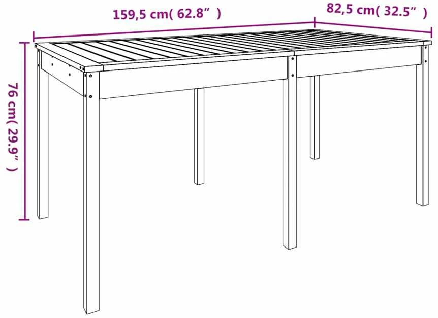 Sodo stalas, 159,5x82,5x76cm, pušies medienos masyvas