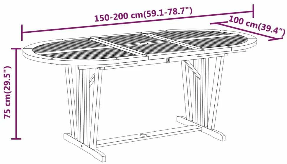 Sodo stalas, 200x100x75cm, eukalipto medienos masyvas