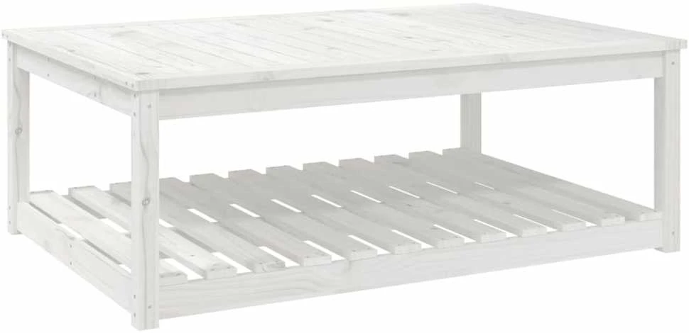 Sodo stalas, baltas, 121x82,5x45cm, pušies medienos masyvas