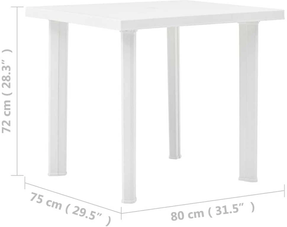 Sodo stalas, baltos spalvos, 80x75x72cm, plastikas