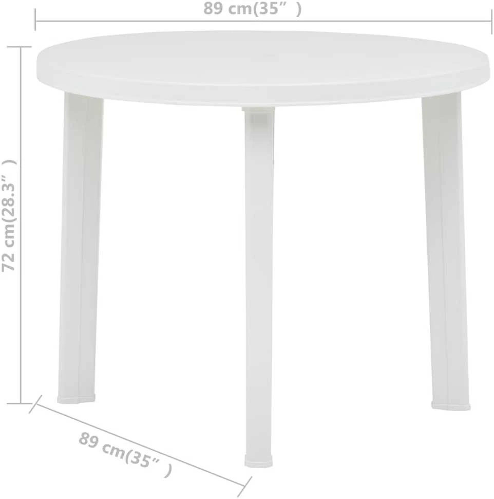 Sodo stalas, baltos spalvos, 89cm, plastikas