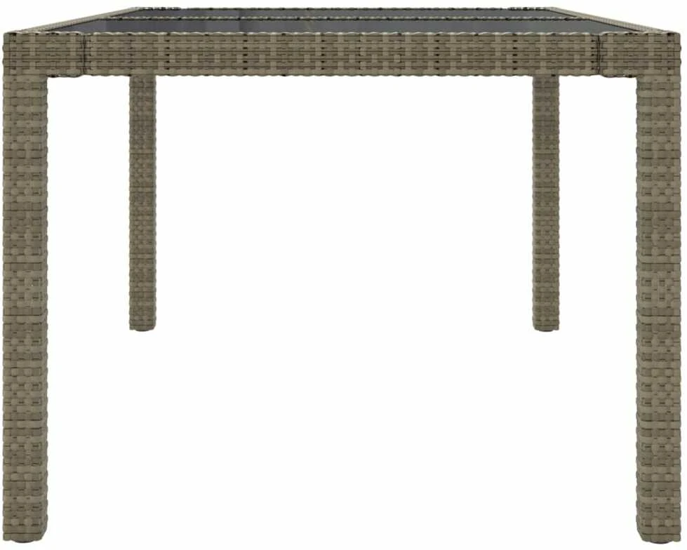 Sodo stalas, pilkas, 150x90x75cm, grūdintas stiklas/poliratanas