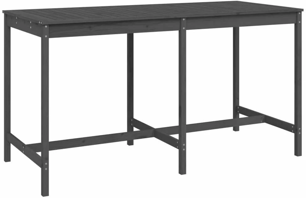 Sodo stalas, pilkas, 203,5x90x110cm, pušies medienos masyvas