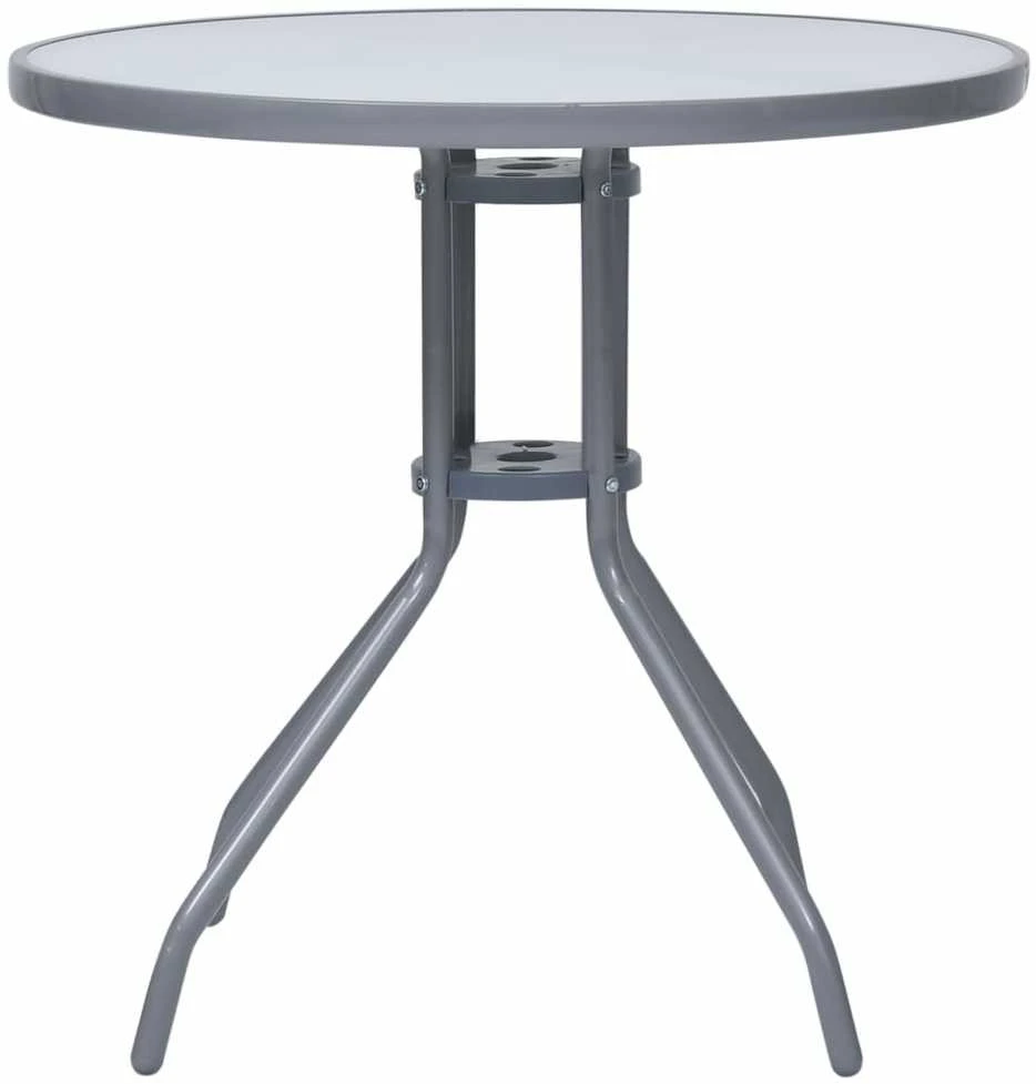 Sodo staliukas, šviesiai pilkas, 80cm, plienas ir stiklas