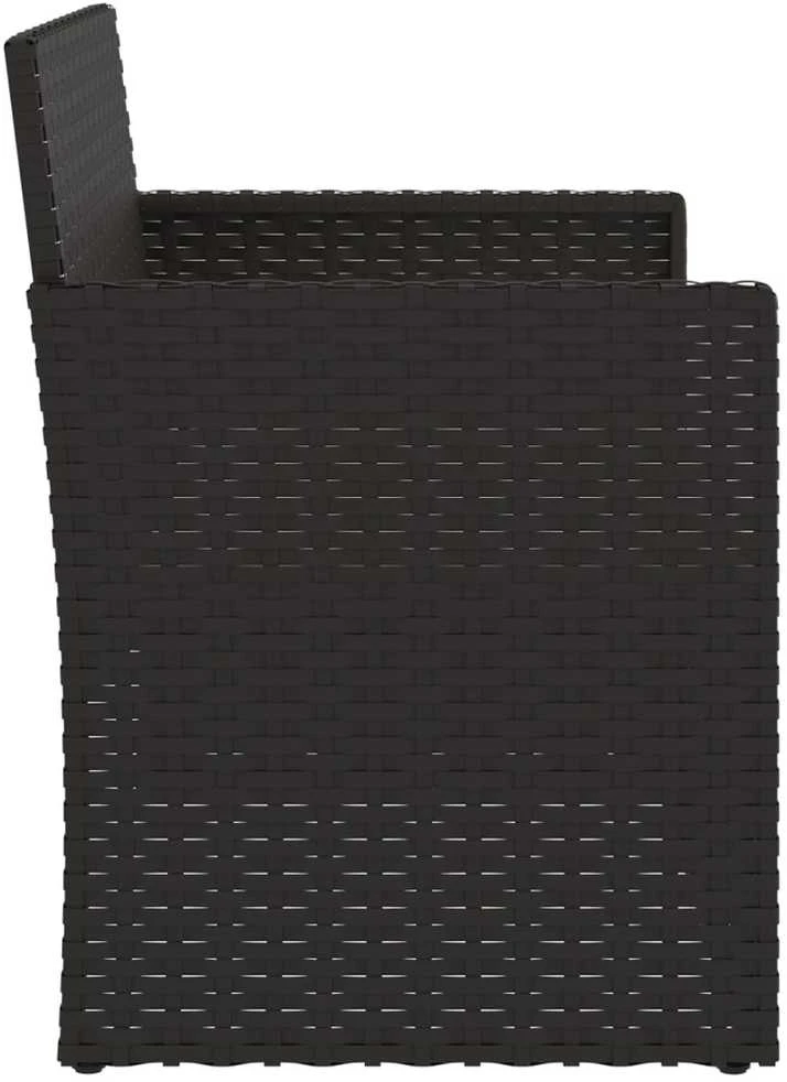 Sodo suoliukas su pagalvėlėmis, juodas, 105cm, poliratanas