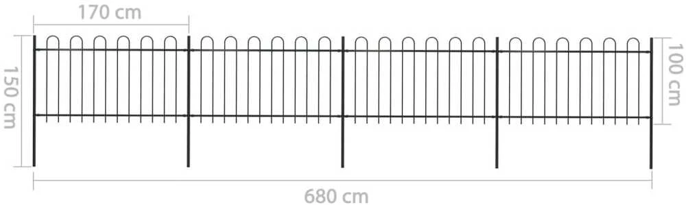 Sodo tvora su apvaliais viršugaliais, juoda, 6,8x1 m, plienas